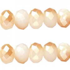 Faceted glass beads 12x8mm rondelle Half gold opal